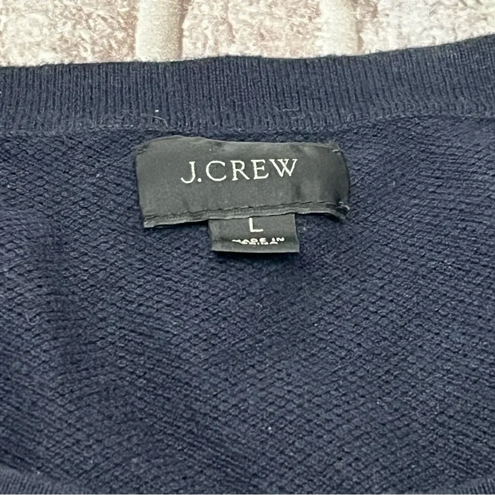 J. Crew Cashmere Cotton Sweater Crew Neck Preppy Business Casual Navy Blue Men L